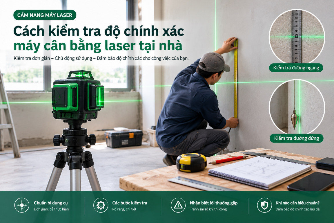 Infographic cách kiểm tra độ chính xác máy cân bằng laser tại nhà